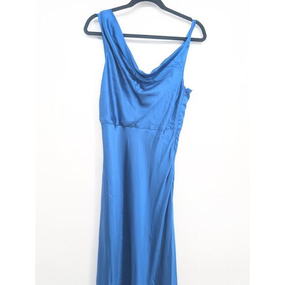 NWD Veronica Beard Sanderson Silk Satin Cowlneck Maxi Dress Gown SZ 6 Blue 2M456 - Picture 5 of 16